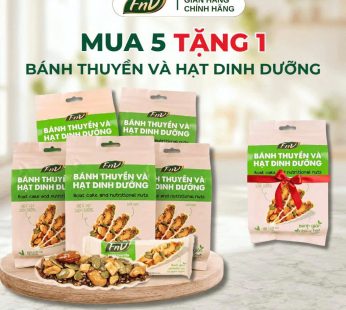 [COMBO MIX 5] Thanh gạo lứt óc chó – Chà bông- Ức gà – Bánh thuyền – Rong biển kẹp hạt FNV + Tặng bánh tráng FNV vị bất kỳ
