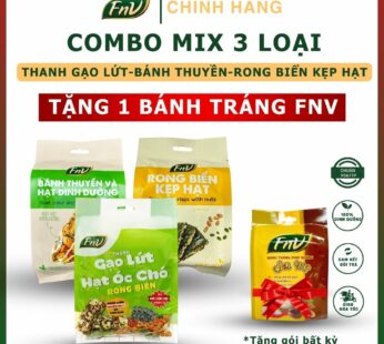 [COMBO MIX 3] Thanh gạo lứt óc chó rong biển 120g – Bánh thuyền mix hạt- Rong biển kẹp hạt +Tặng 1 bánh tráng FNV vị bất kỳ