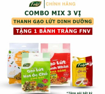 COMBO 3 gói Thanh gạo lứt Bịch 120g FNV Mix 3 vị – Tặng 1 bánh tráng FNV vị bất kỳ