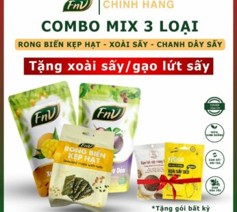 [COMBO 3 MIX] Xoài sấy dẻo FNV 100g – Chanh dây sấy dẻo FNV 100g – Rong biển kẹp hạt FNV + Tặng 1 gói xoài sấy dẻo hoặc 1 gói gạo lứt sấy 100g bất kỳ