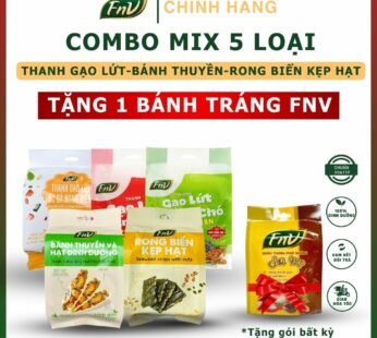 [COMBO MIX 5] Thanh gạo lứt óc chó – Chà bông- Ức gà – Bánh thuyền – Rong biển kẹp hạt FNV + Tặng bánh tráng FNV vị bất kỳ